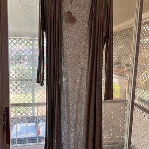 Long Brown and Gray Cardigan